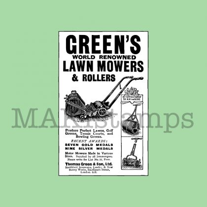 Advertisement rubber stamp lawn mowers