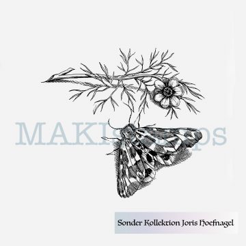 Motte mit Blume Stempel nach Vorlagen von Joris Hoefnagel MAKIstamps Sonderkollektion