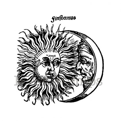 Stempel Mittelalter / Finsternis mit Sonne und Mond / Stempelgummi (140412)