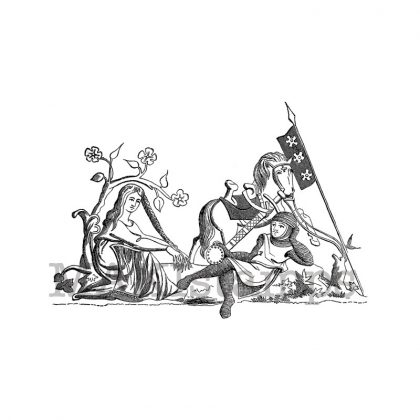 Valentinstag / Mittelalter Stempel / Ritter und Burgfräulein / Stempelgummi (140401)