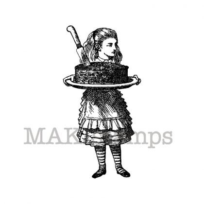 Alice with cake stamp makistamps