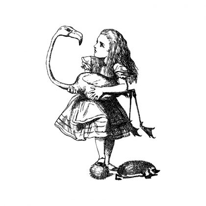 Stempelgummi Alice mit Flamingo und Igel (130117)